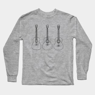 Acoustic Guitar Collection Outline Light Theme Long Sleeve T-Shirt